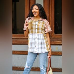 Blue B Plaid Blouse